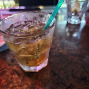 Someone bought the bar mind eraser shots (Kailua, soda water, and pineapple vodka was used)