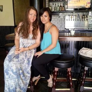 Having drinks and chit chatting!