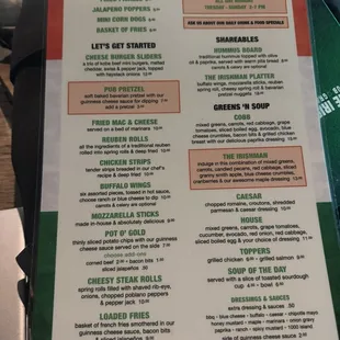 Menu with happy hour time