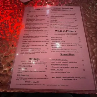a menu on a table