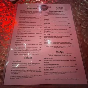 a menu on a table
