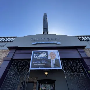 the front entrance of a building