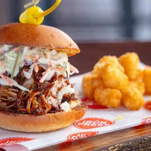 Pulled pork sandwich with house-made bbq sauce