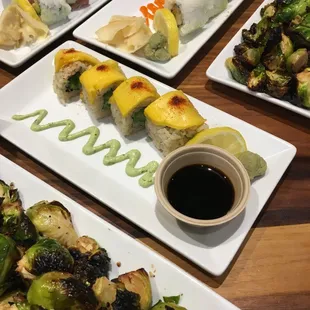 sushi and brussels sprouts