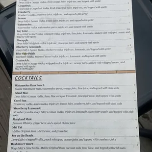 Drink menu