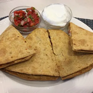 I enjoy this chicken quesadilla!