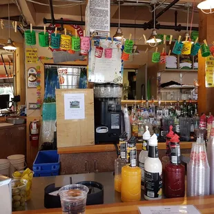 Enjoying a Pina Colada and waiting on a fruit smoothie.
