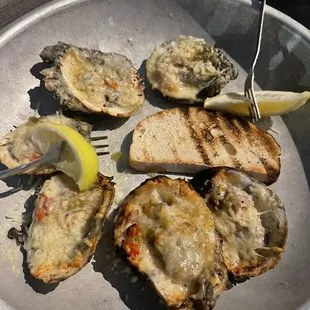 Char-grilled oysters casino