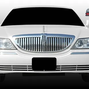 the front of a white limousine