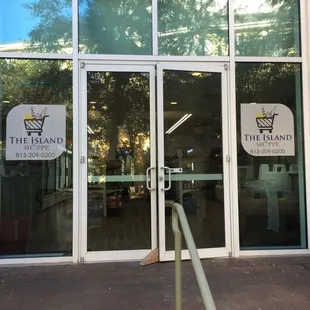 the entrance to the island shoppe