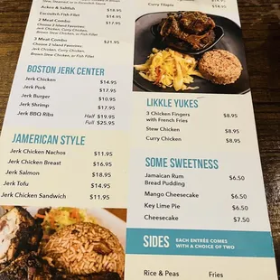 Back of the menu