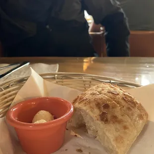 Fresh Bread and butter comes out before the meal- we ate half of it before I thought to take a photo- sorry!