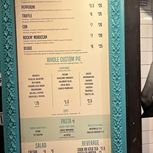 a menu for a restaurant