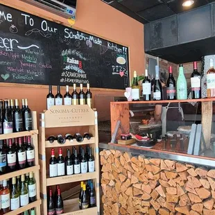bottles of wine on display