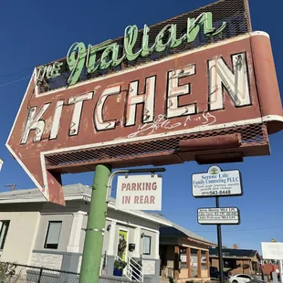 a sign for the italian kitchen