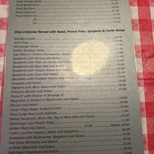 Their full menu!