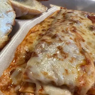 Lasagna and lots of bread