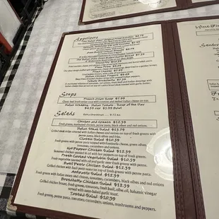 a menu on a table