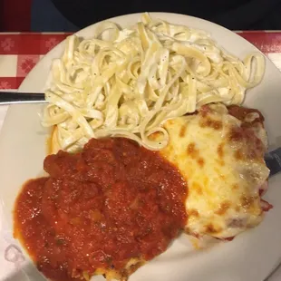 Italian trio. Chicken parm fettuccine and lasagna
