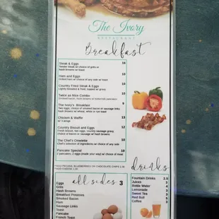 Breakfast menu