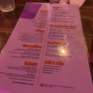 menu