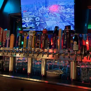 beer taps on a bar