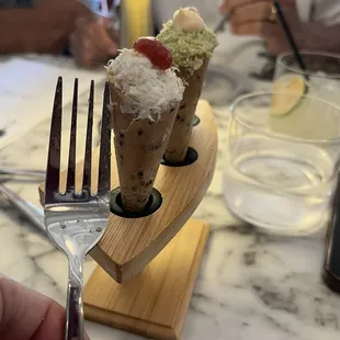 Cones; Smoked Salmon, Edamame Hummus and Crab Dip