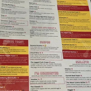 Weekend breakfast menu