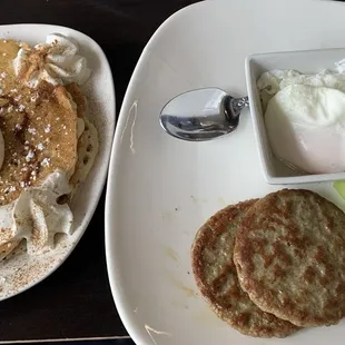 Cinnamon Swirl pancakes with traditional breakfast