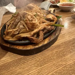 Fajitas for two. Came out sizzling