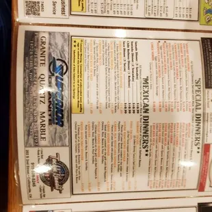the menu of the jalapeno grill