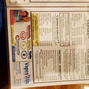a menu for the jalapeno grill