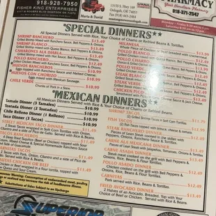menu