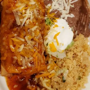Beef chimichunga with red sauce