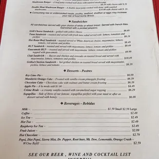 Food menu