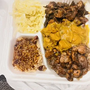 Triple chicken with missing plantains and extra rice that wasn&apos;t ordered