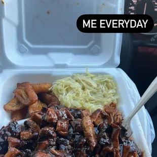 The Jerk Chicken and beef Pattie&apos;s the only thing I get it&apos;s so delicious