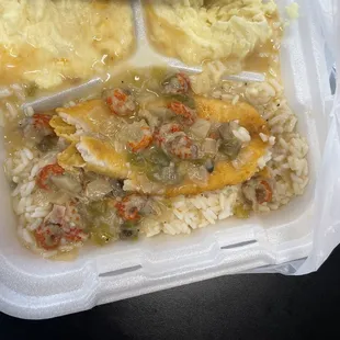 the meal in a styrofoam container