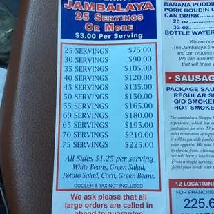 menu