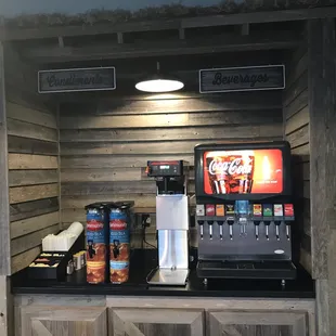 a coffee machine and soda machine
