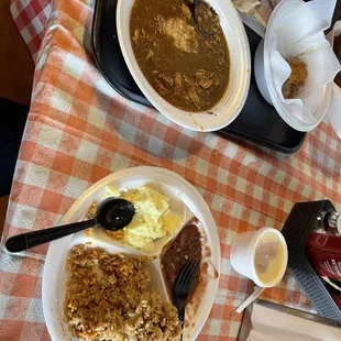two plates of food on a table