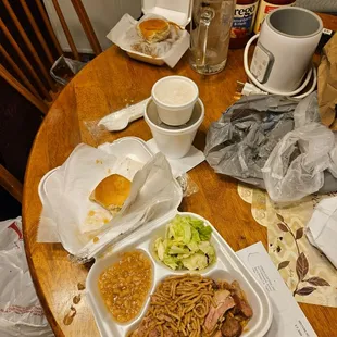 Includes salad instead of the extra beans and there&apos;s no potato salad.