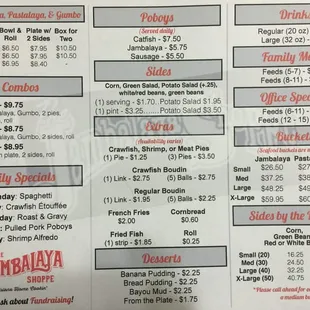 Menu (Not only Jambalaya)