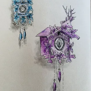 Had to sketch a couple of cuckoo clocks