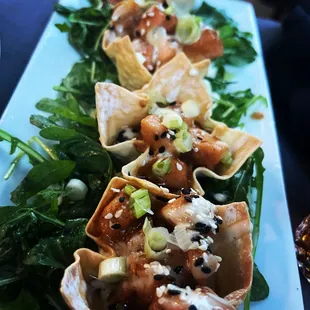 Salmon wontons