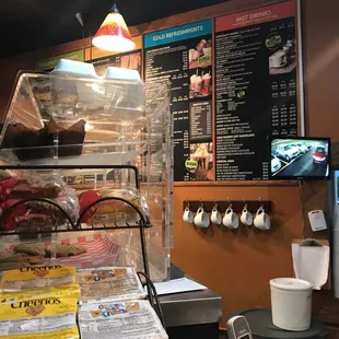 the menu and the coffee machine