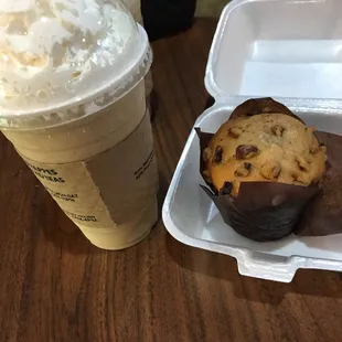 Vanilla frappe with a banana nut muffin