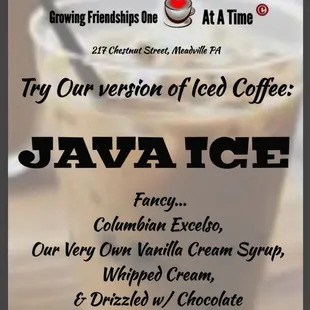 a flyer for the java tree