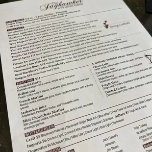 a close up of the menu