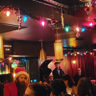 a band performing in a bar